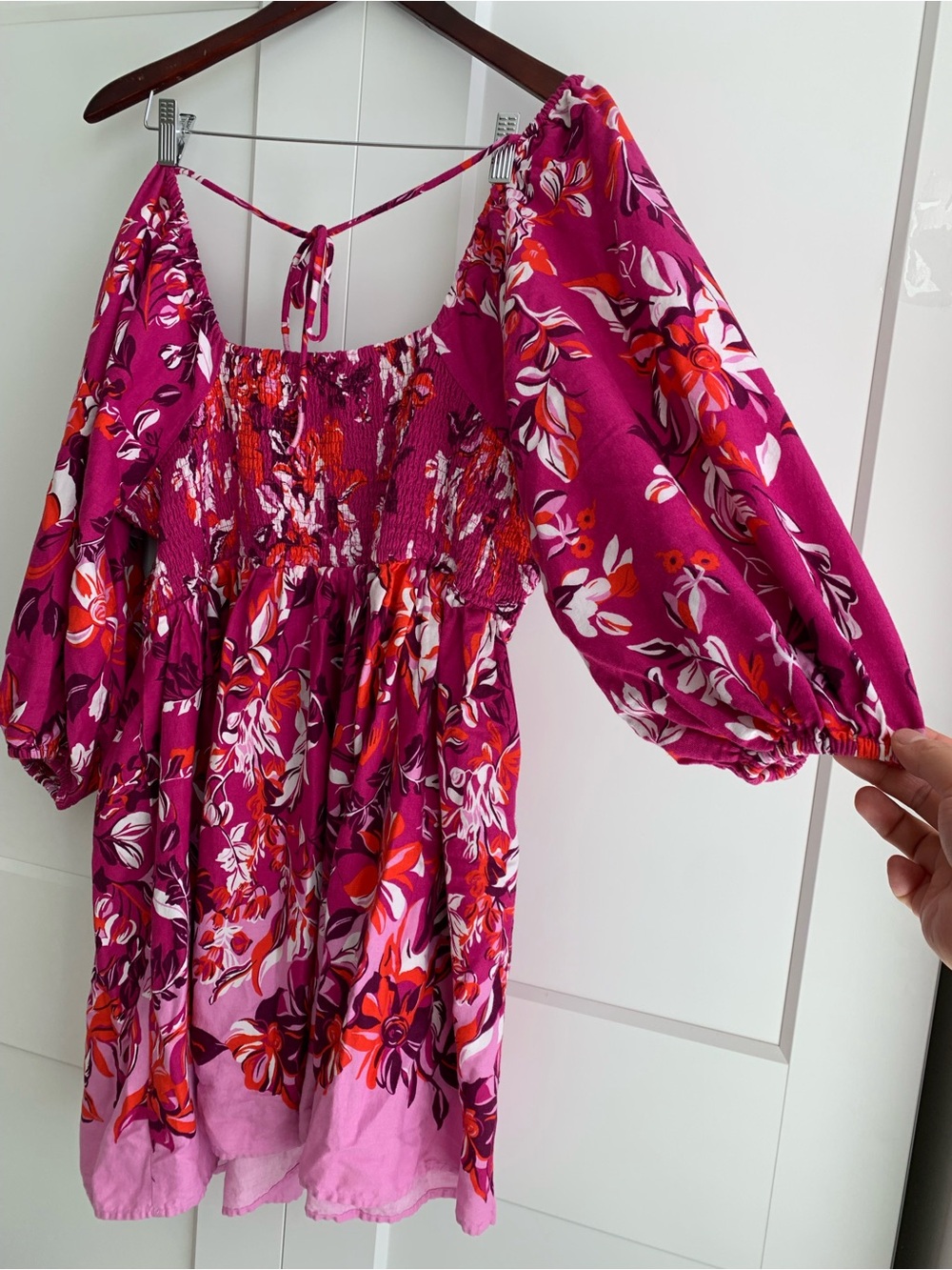 Anthropologie dress Floral Smocked Peasant mini women’s size XL - Picture 5 of 8